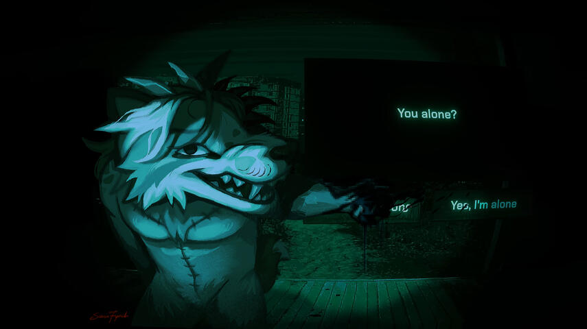 Background is a screenshot taken directly from "No I'm Not a Human"